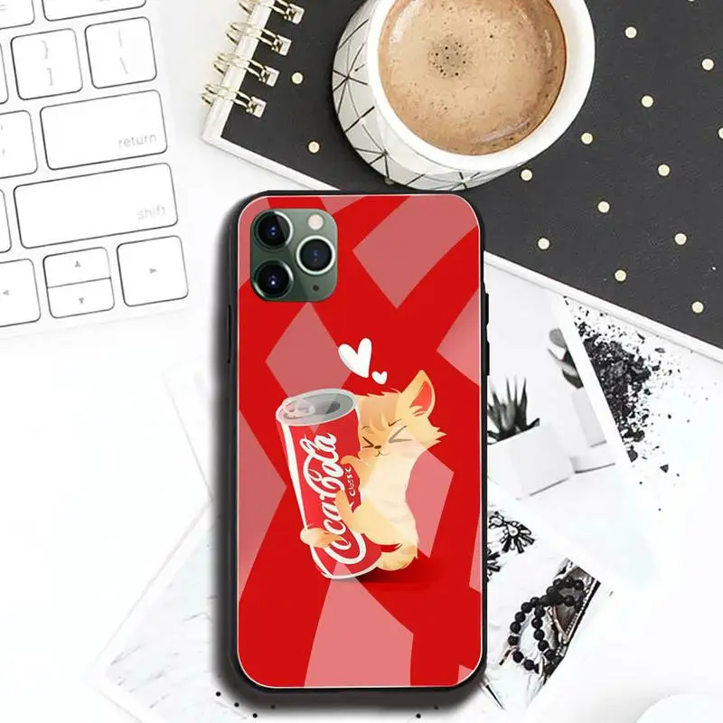 Чехол для телефона Drink cola из закаленного стекла iPhone 12 Pro Max Mini 11 XR XS MAX 8X7 6S 6 Plus SE 2020