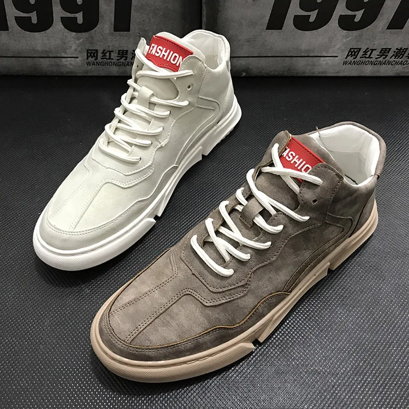 

New handmade High quality Outdoor high top canvas shoes Men Casual Walking shoes short boots Male Footwear Sneakers A11-49