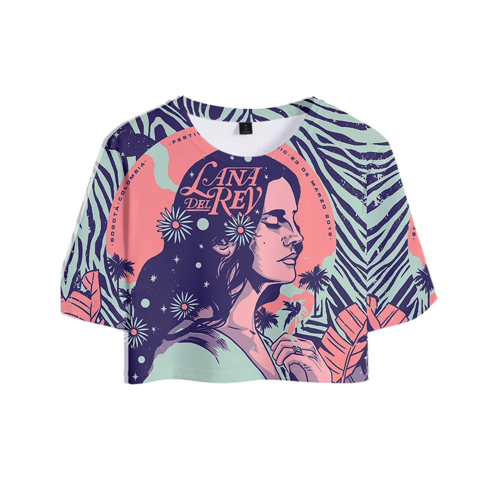 Кроп Топ женский с 3D принтом коротким рукавом на лето|Футболки| |