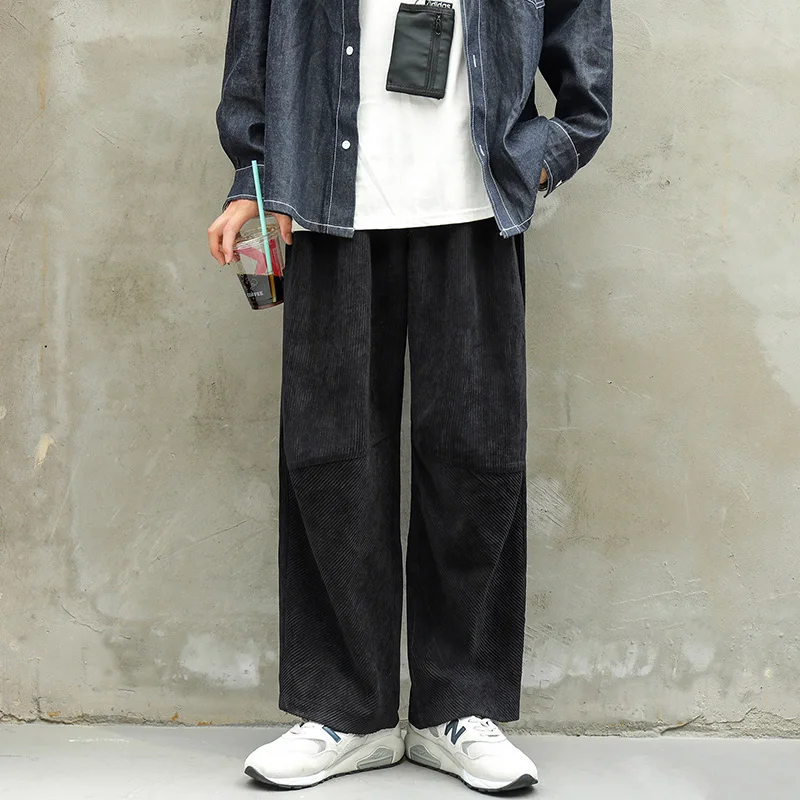 

Wide Leg Pants Men Spring Corduroy Pants Loose Straight Trousers Man Couple Fashion Streetwear Elastic Waist Casual Cn(origin)