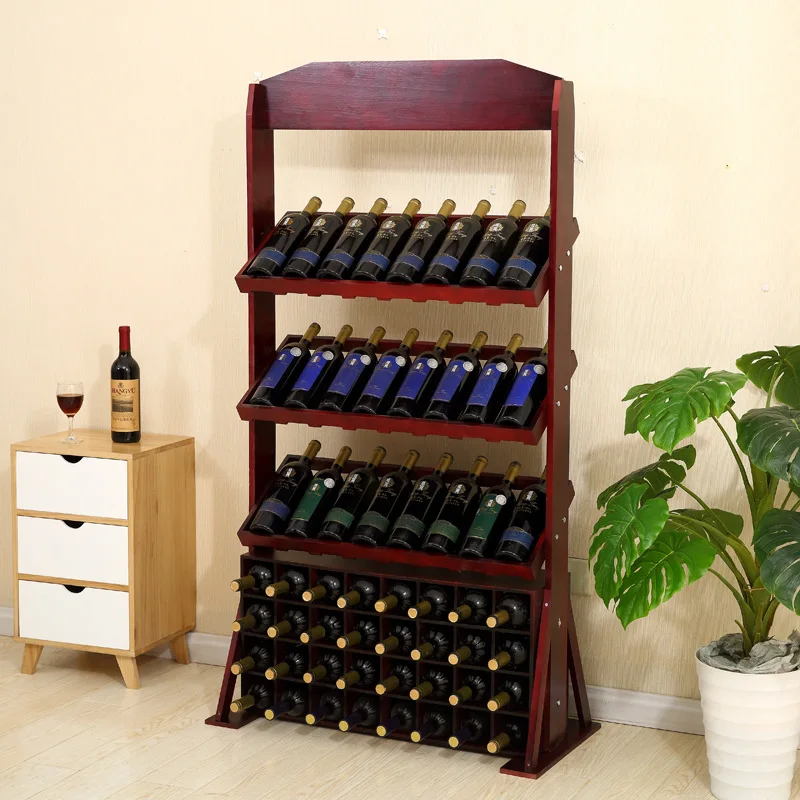 Классический большой стеллаж для вина из розового дерева подставка хранения