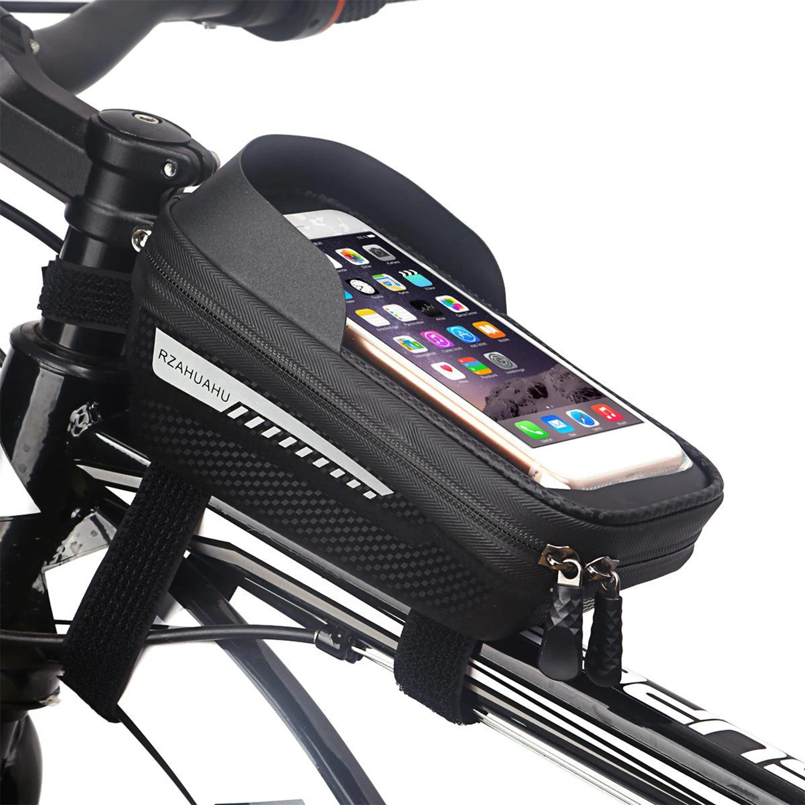 

Bike Phone Front Frame Bag Top Tube Bag with Sun-Visor for 6.5’’ Phones