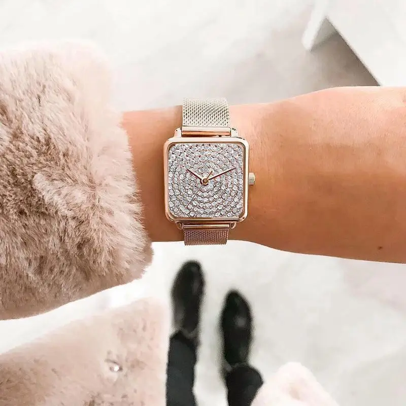 

Women's Watch Ladies Watch Fashion Square Casual Crystal Dial Quartz Wrist Women Watches Relogio Feminino zegarki damski 2020