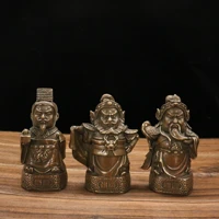 6chinese folk collection old bronze liu bei guan yu zhang fei statue taoyuan trio set office ornaments town house exorcism