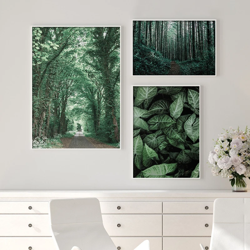 Настенный постер в скандинавском стиле с изображением леса дерева листьев