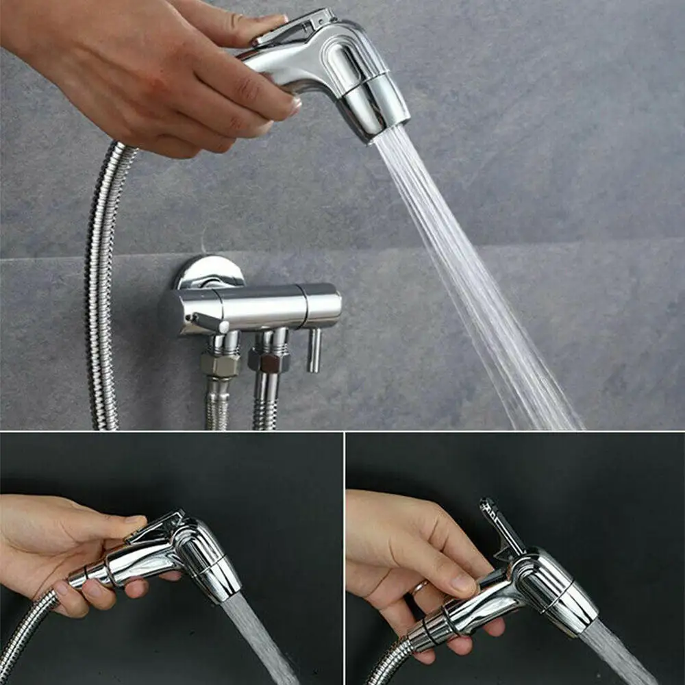 

Stainless Steel Bidet Sprayer Set Bathroom Bidet Toilet Connector&Bracket& Base Kit Shower Faucet Accessories