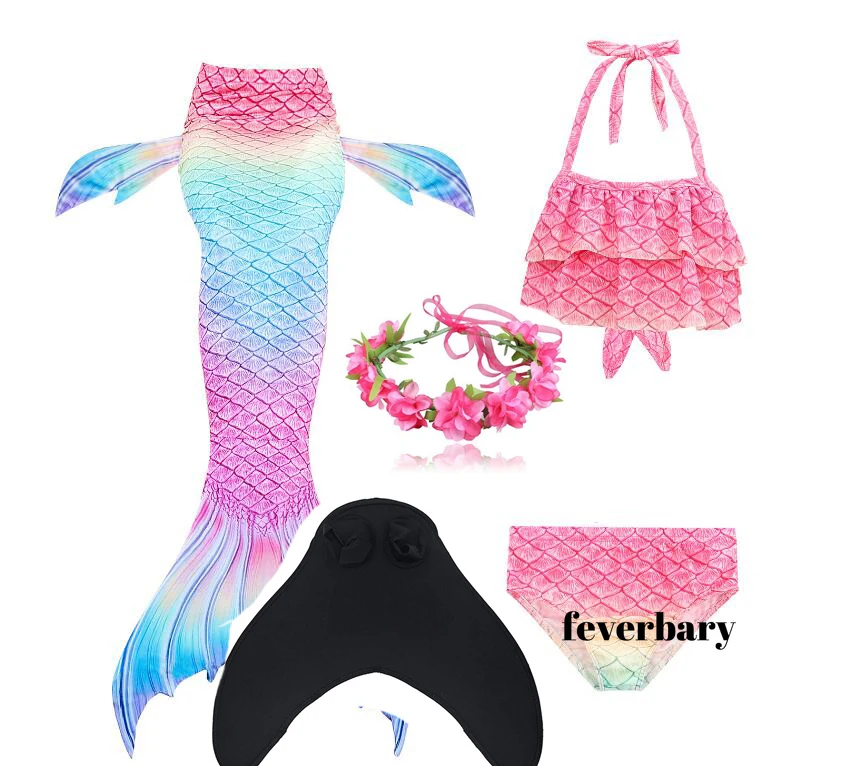 3 шт./компл. купальный костюм русалки для девочек детское пляжное бикини Костюм