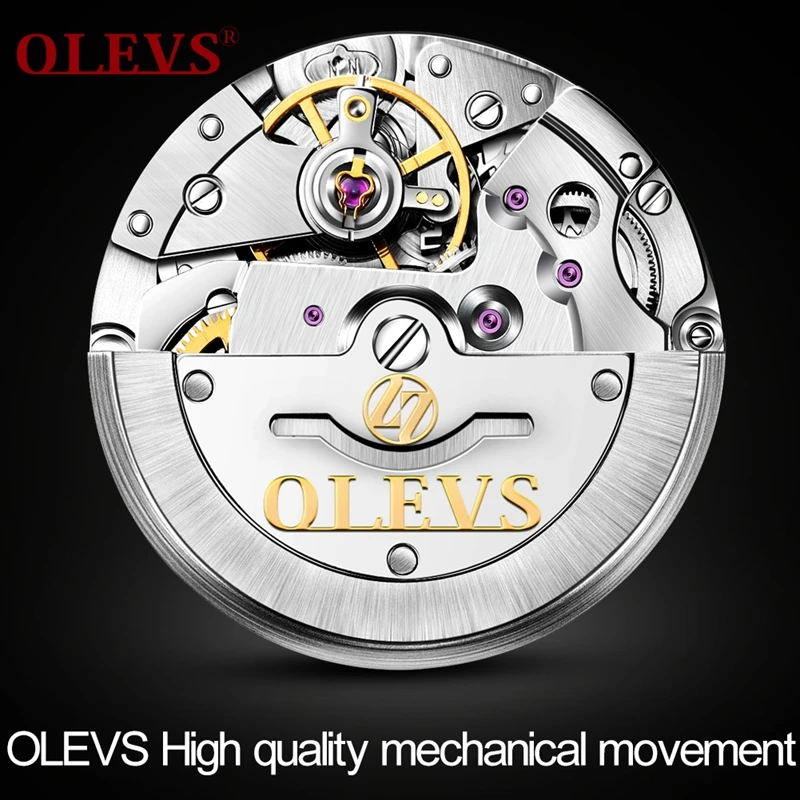 

OLEVS Brand Watch Mechanics for Men Vintage Business Design Men's Automatic Watch Luxury Black Wristwatches montre homme