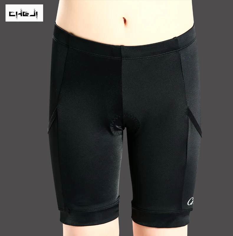 Детские длинные брюки CHEJI черные быстросохнущие велосипедные из лайкры с