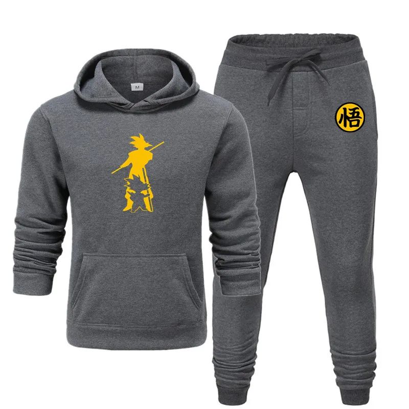 new men's hoodie suit autumn and winter warm clothing fashion printing street hoodie suit running jogging sports suit