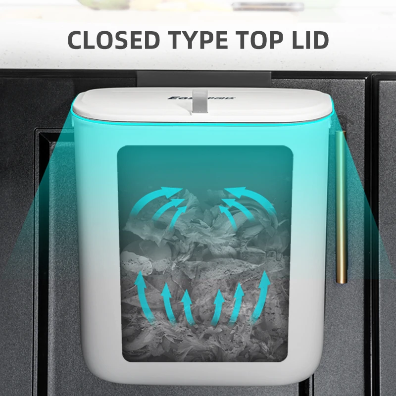 east 7l 9l wall mounted trash can bin with lid sliding lid waste bin kitchen cabinet door hanging dustbin white trash bin free global shipping