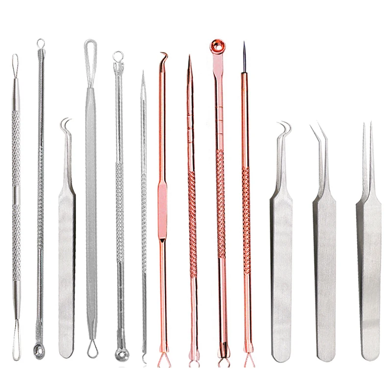 

9styles Blackhead Pimple Acne Remover Tool Needles Comedone Blemish Extractor Spoon for Face Cleaning Skin Care Acne Tweezers