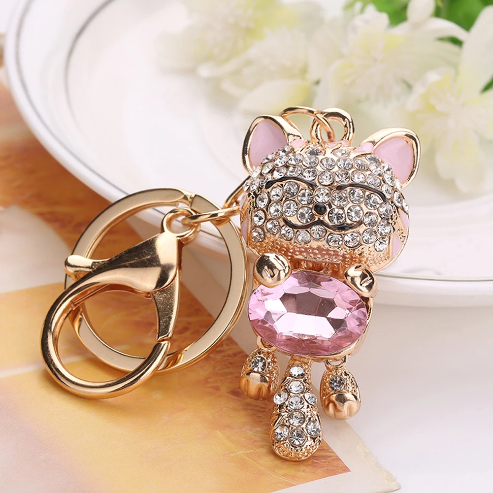 Женский брелок с кристаллами в виде кошки|fashion key ring|key ringcat keychain |