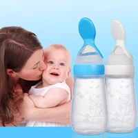baby squeezing silicone bottle feeder spoon head squeezing feeding bottles clear scale rice cereal feeding cup food supplement