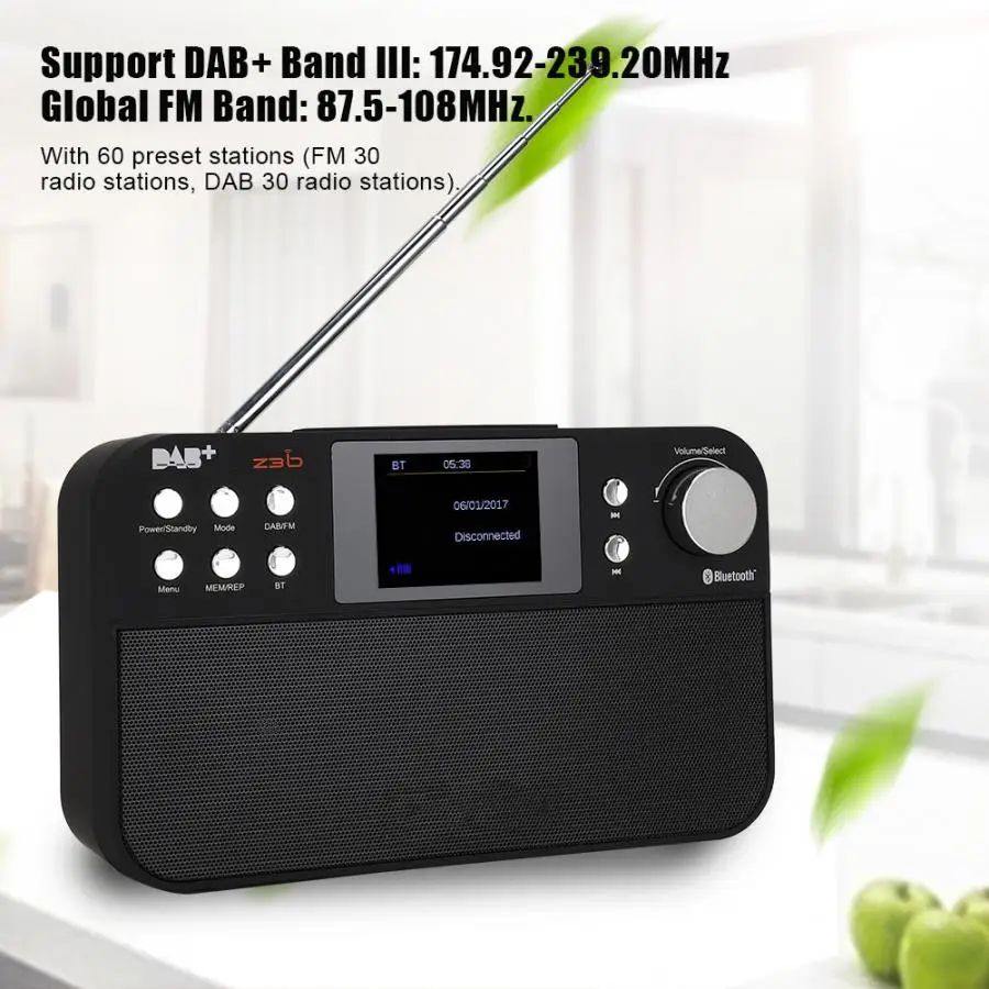 Bluetooth 4.0 DAB+ FM Radio Portable Digital Audio Broadcasting Receiver 87.5-108MHz Global Band Mini with Display | Электроника