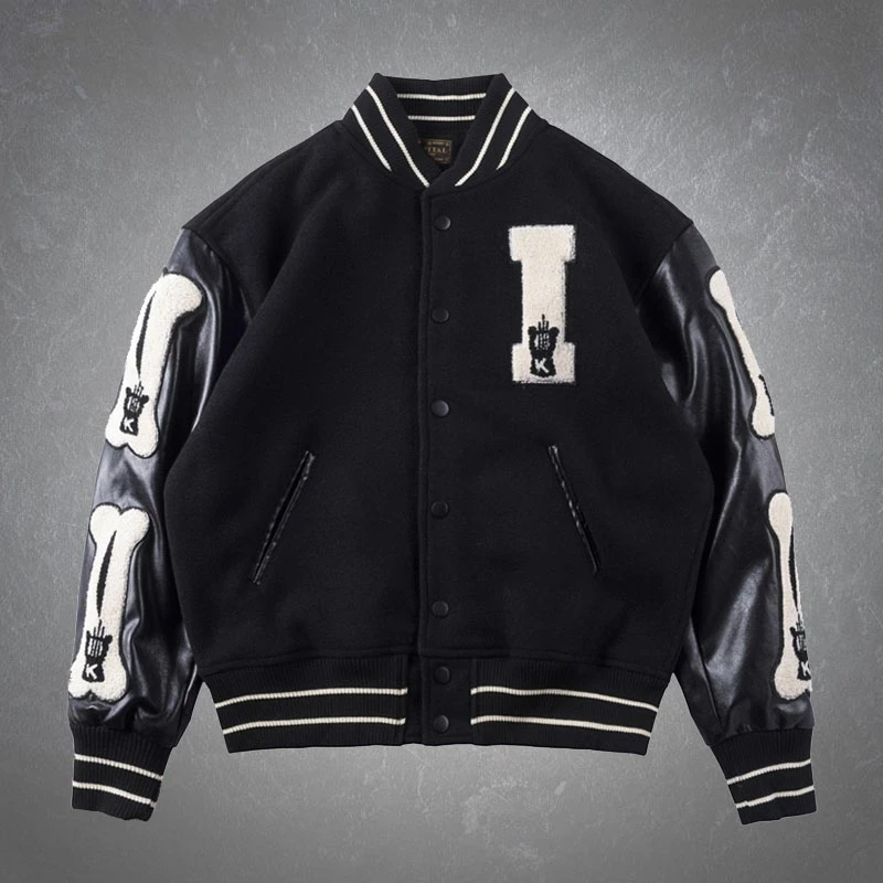 Куртка мужская меховая в стиле Харадзюку винтажная бейсбольная куртка пэчворк с