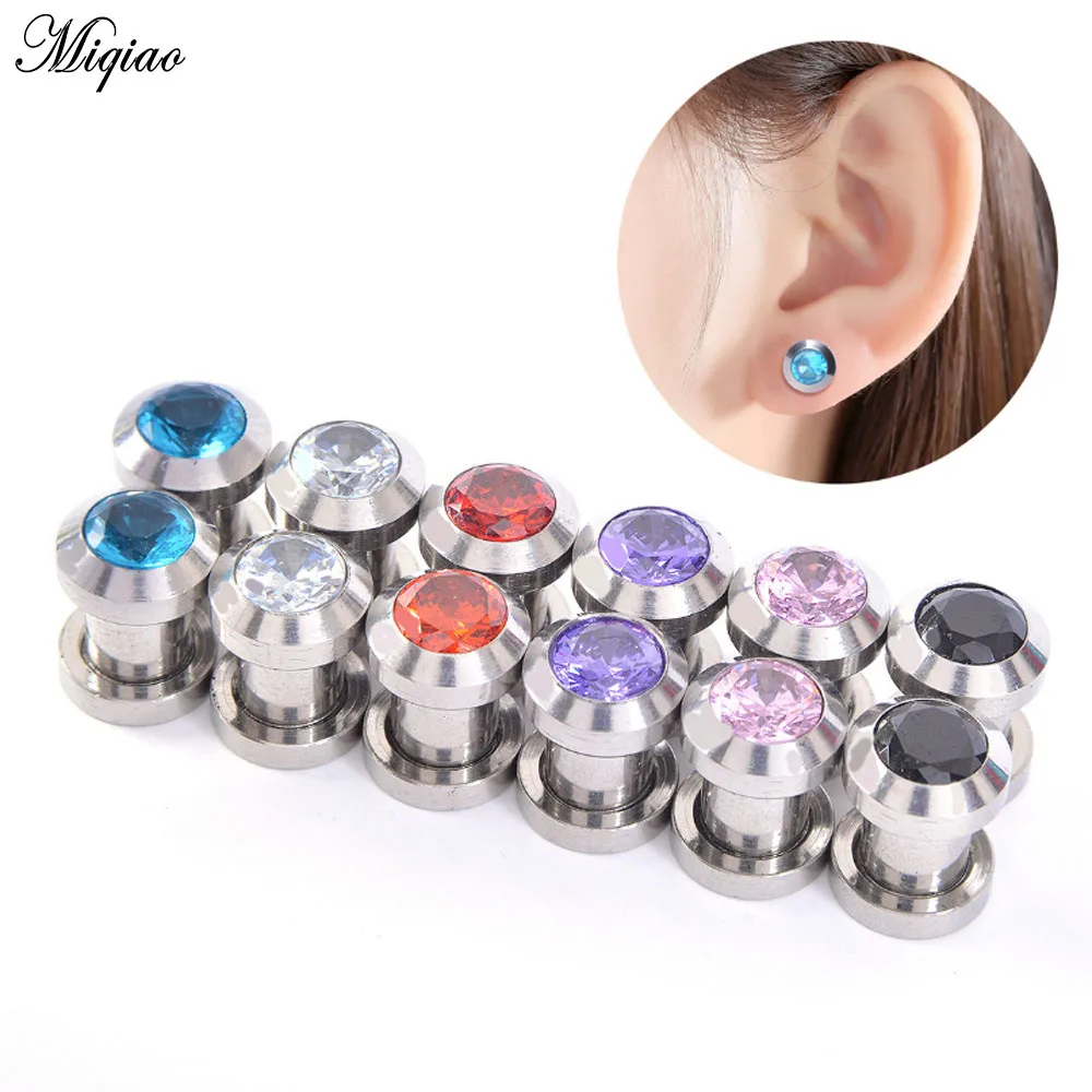

Miqiao 2 Pcs 6-16mm Punk Jewelry Punk Stainless Steel Super Flash Round Outer Teeth Ear Flaring Pinna Hot Sale