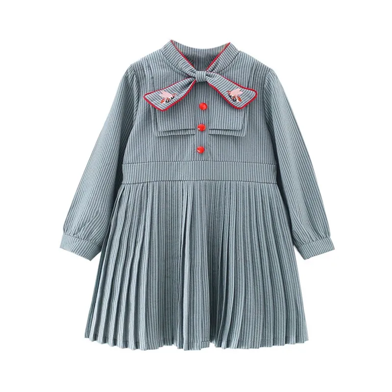 2019 Autumn Girls Dress Long Sleeve Retro Pleated Dresses Daily Kids 2-8Y Princess Teenage Casual | Детская одежда и обувь