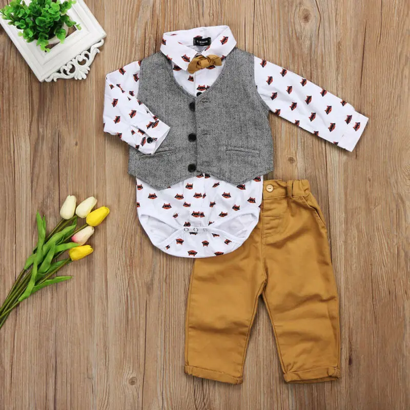 Джентльменский официальный костюм Emmababy для маленьких мальчиков жилет с бантом