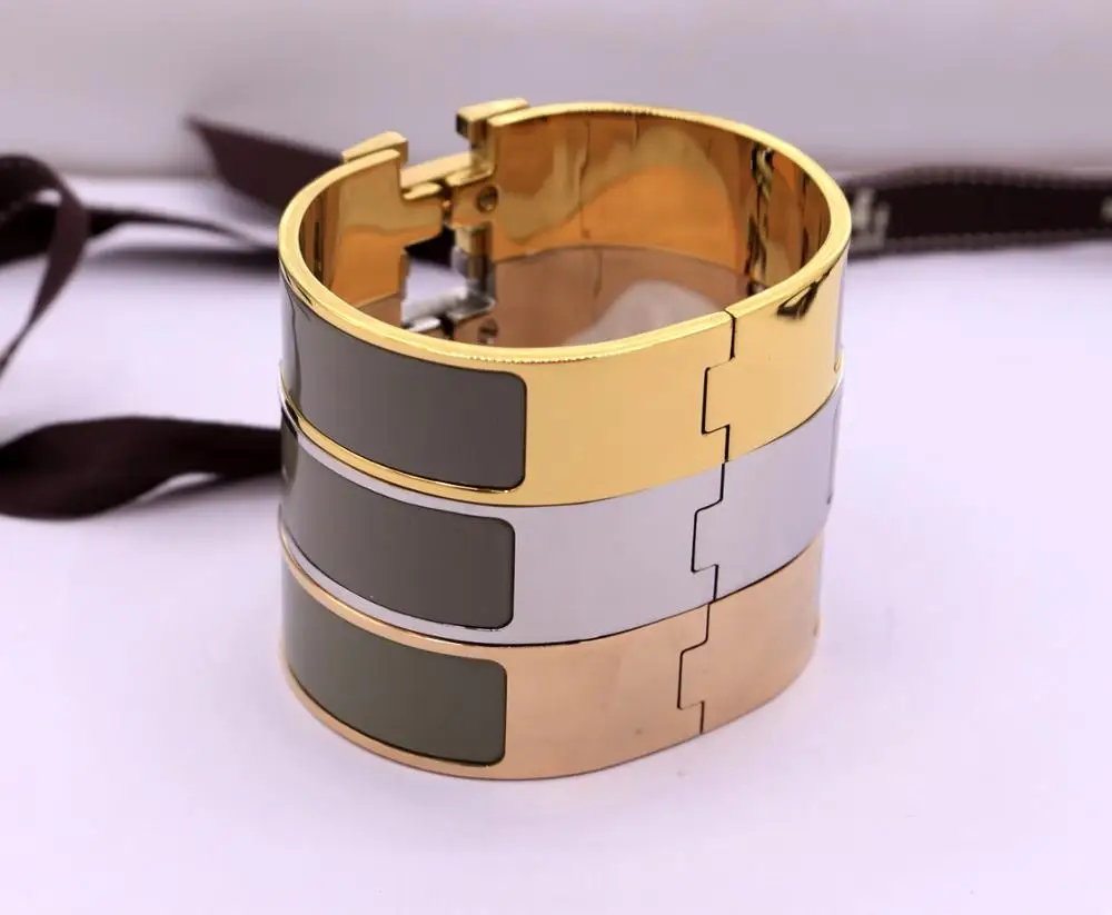 gold with gray2 12 мм, 18 мм, 33 мм, горячая Распродажа, классические браслеты с цифрами и буквами H, мужские и женские браслеты с покрытием H - Окраска металла: gold with gray2