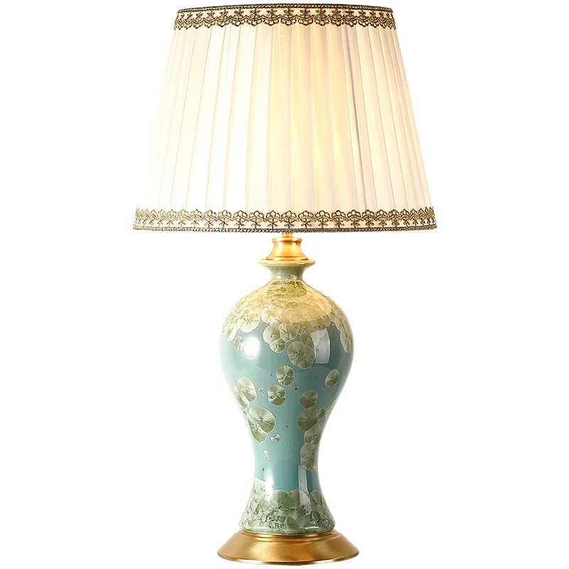 

Copper table lamp for bedroom, night lamp, Jingdezhen ceramic lamp, luxury decorated led lamps for living room WF107
