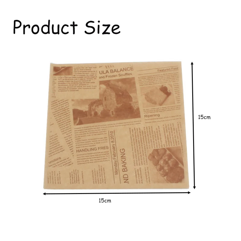 

200Sheets Sandwich Food Wrapping Grease Parchment Paper Non-Stick Wax Paper Burgers Cookies Basket Liners Newspaper Print Paper