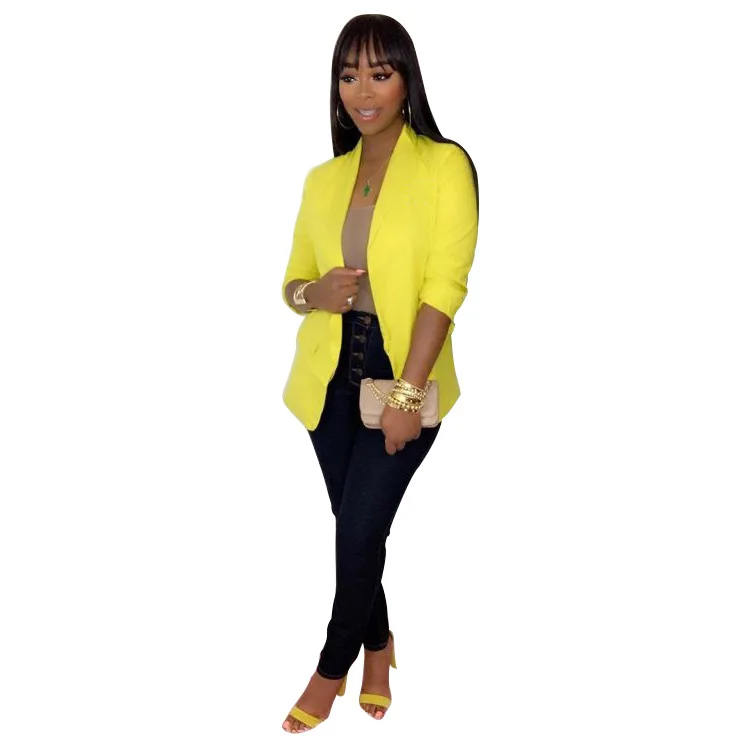 Женский блейзер с длинным рукавом повседневный офисный неоновый английским