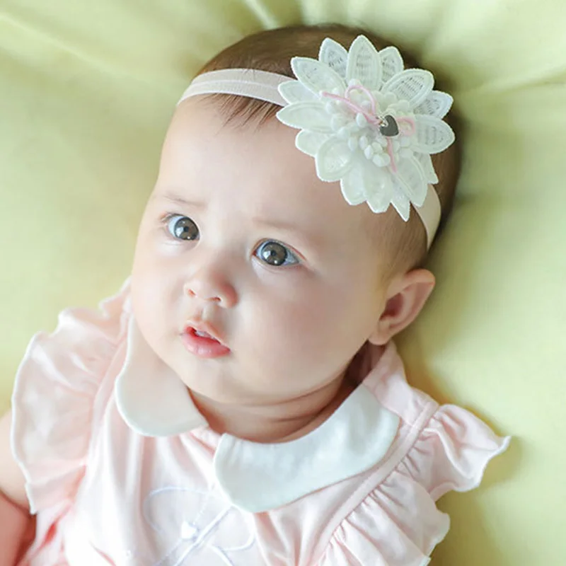 style 10 white Цветочные повязки на голову для маленьких девочек; эластичные повязки для волос принцессы для новорожденных; детские повязки на голову с жемчужинами и цветами в свежем Стиле; милые аксессуары для волос - Цвет: style 10 white