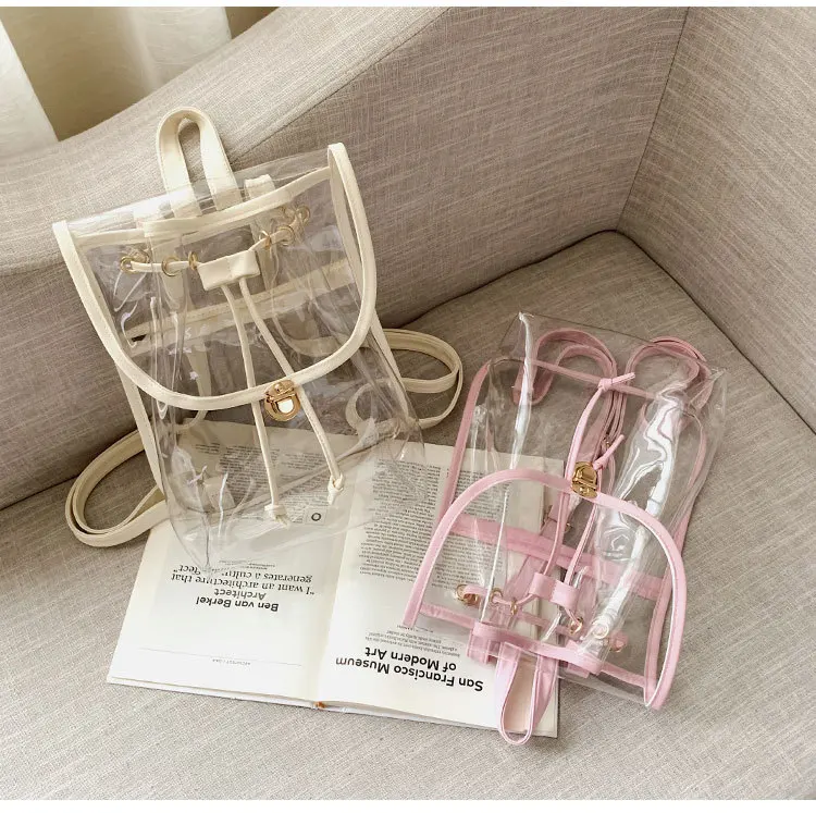 

Fashion Women Backpack Bag Lady Transparent PVC Backpack Casual Shoulder School Bag Girls Fashion Large Travel Bag Waterproof