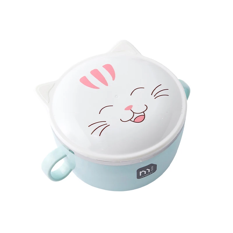 1 шт. Милая миска для лапши с крышкой из нержавеющей стали ручкой контейнер еды