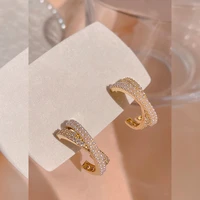 permih womens earrings pearl earrings geometry metal gold earrings for women shiny tranparent zircon female earrings 2021 trend