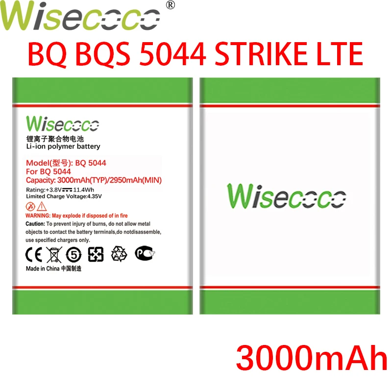 

WISECOCO 3000 мАч BQ-5044 Батарея для BQ BQS 5044 STRIKE LTE мобильный телефон в наличии Высокое качество Батарея + номер для отслеживания