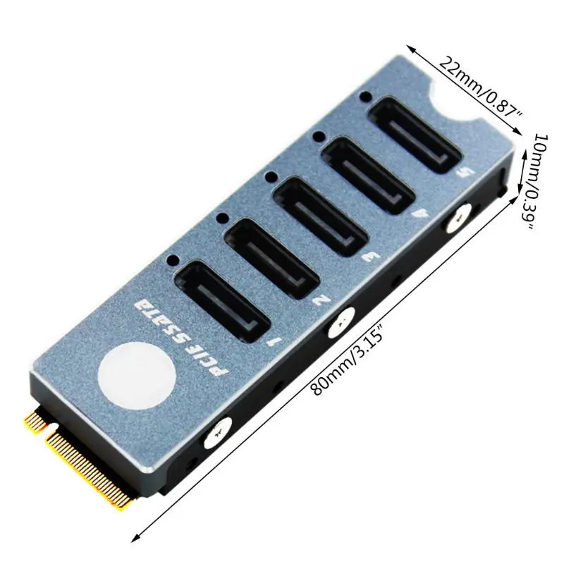 

SATA Disk Array Card JMS585-Slim 5 Ports SATA3 for M. 2 Nvme PCI-E 3.0 to SATA 16G JMB585 with Radiator for thunderBolt3