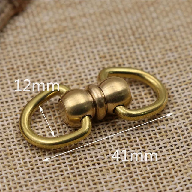 41X12mm Meetee 2/5 шт. твердая латунь вращение двойное D поворотное кольцо цепи цепочка для ключей бумажник разъем металлической пряжкой карабин DIY Кожа Craft - Цвет: 41X12mm