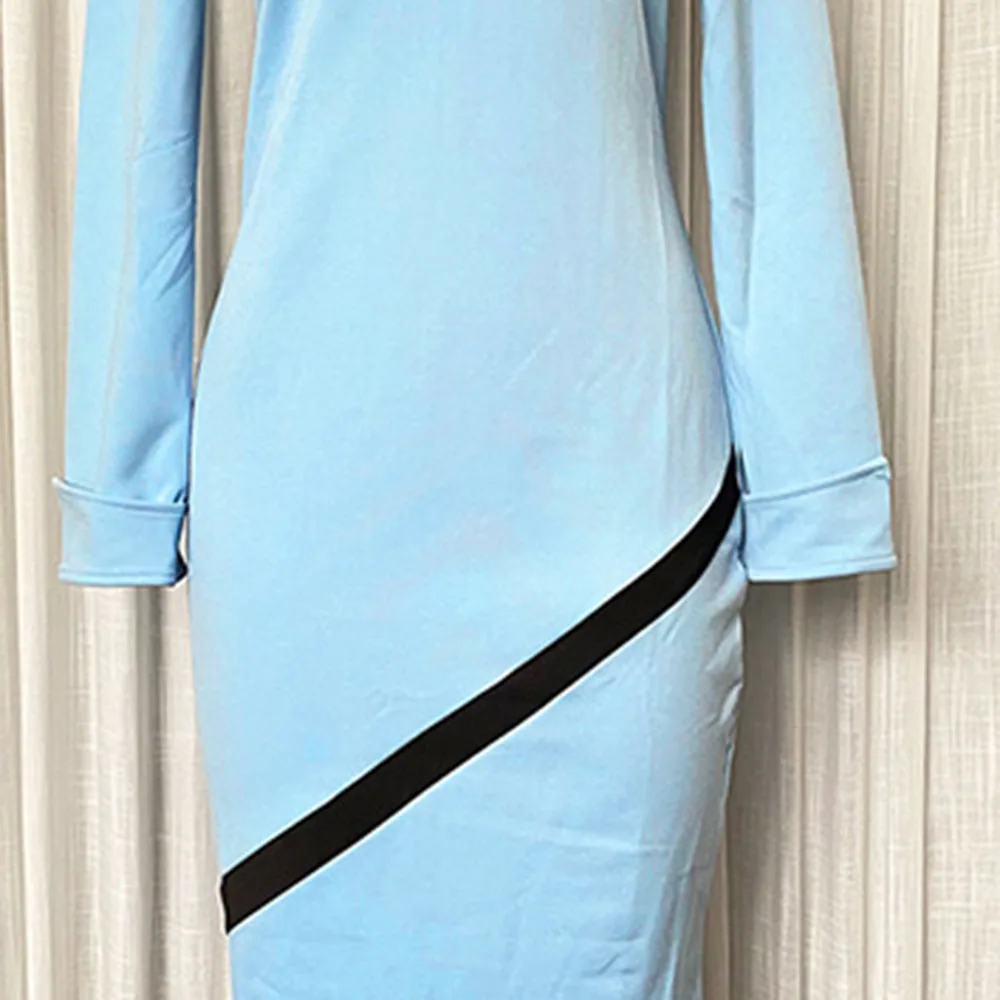 

Western Style Women's Dress Spring Autumn Fashion Temperament Loose Casual Contrast Splicing Oversize Round Neck African