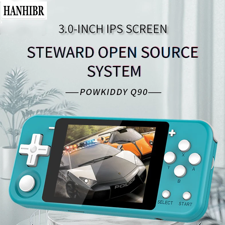 

HANHIBR Q90 Open Dual System Handheld Retro Game Console 3 "HD IPS Screen Kids Gift 16 Simulator Support PS1 New Game 3D games