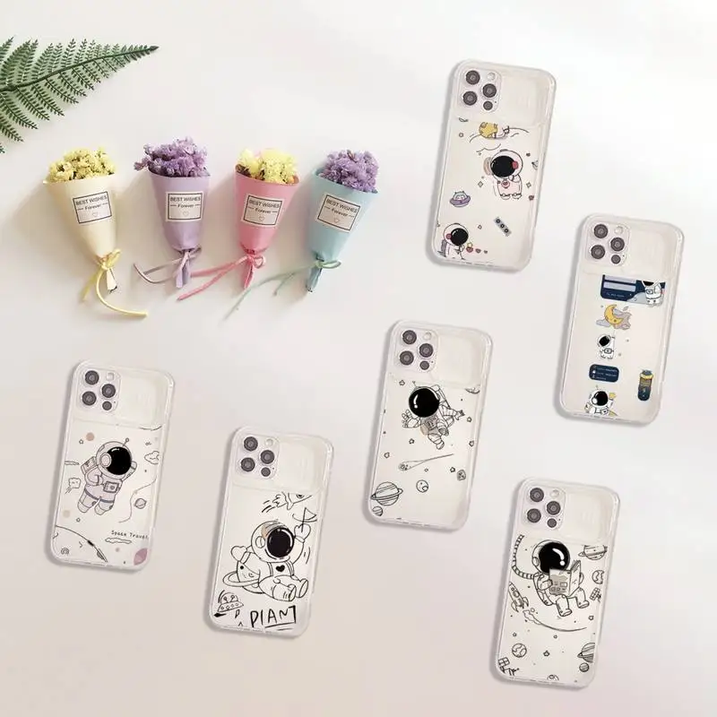 

Astronaut cartoon funny Phone Case Transparent for iPhone 7 8 11 12 se 2020 mini pro X XS XR MAX Plus