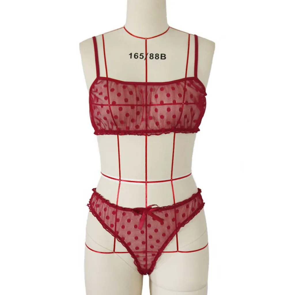 Женский комплект с бюстгальтером сексуальный сетчатый бюстгальтер в горошек