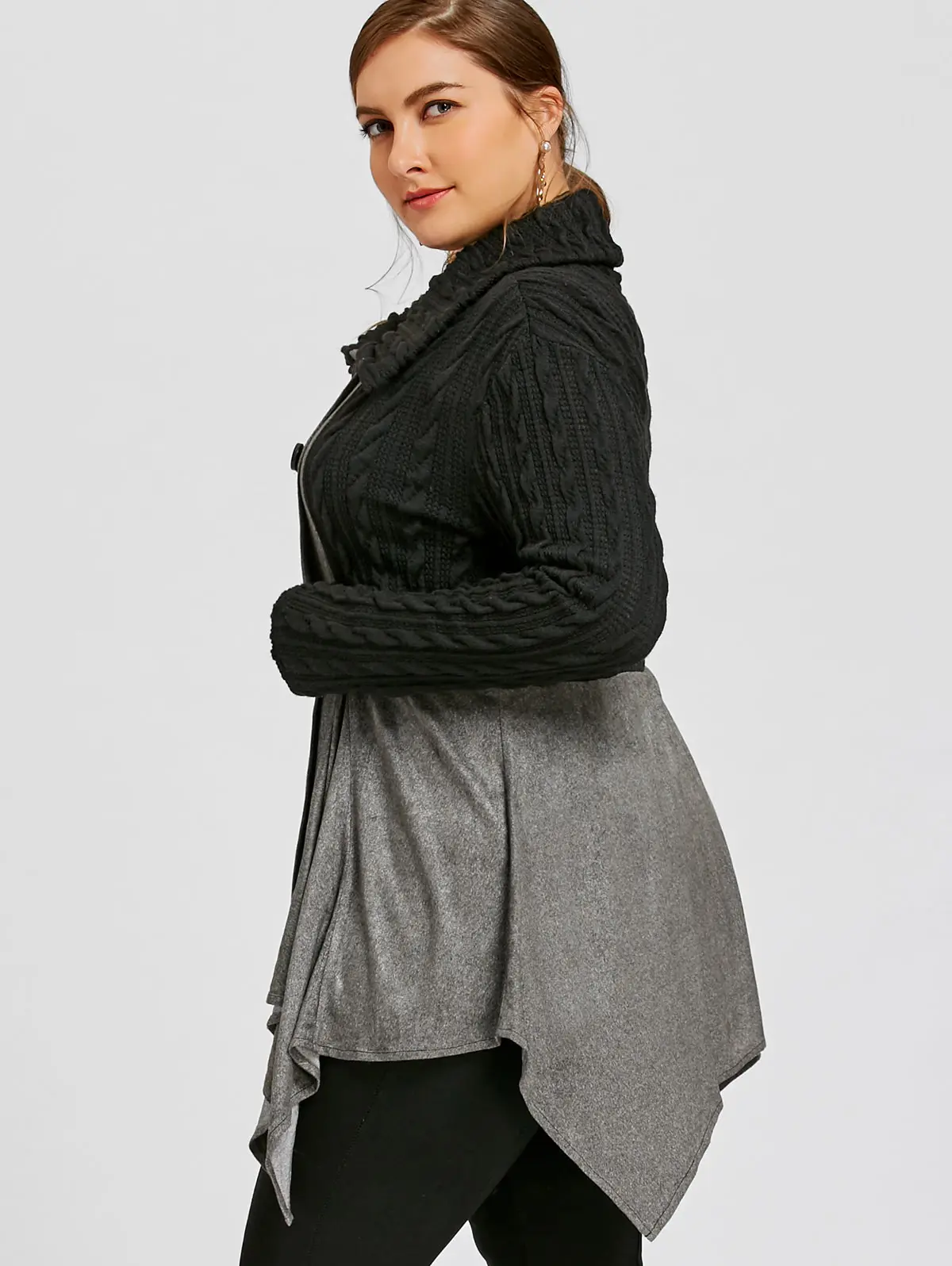 Женский модный женский свитер большого размера плюс на пуговицах пальто