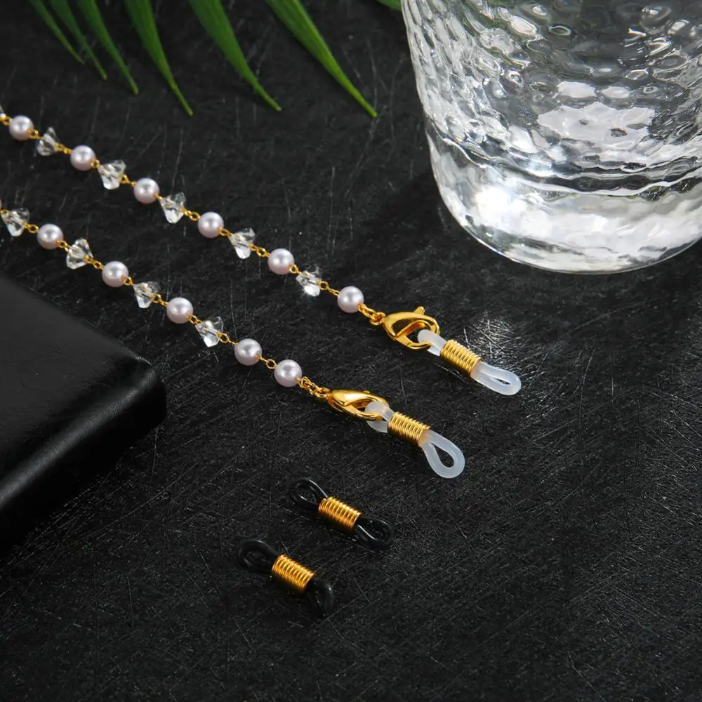 Teamer Жемчужные ремешки с кристаллами и бусинами цепочка для очков женщин