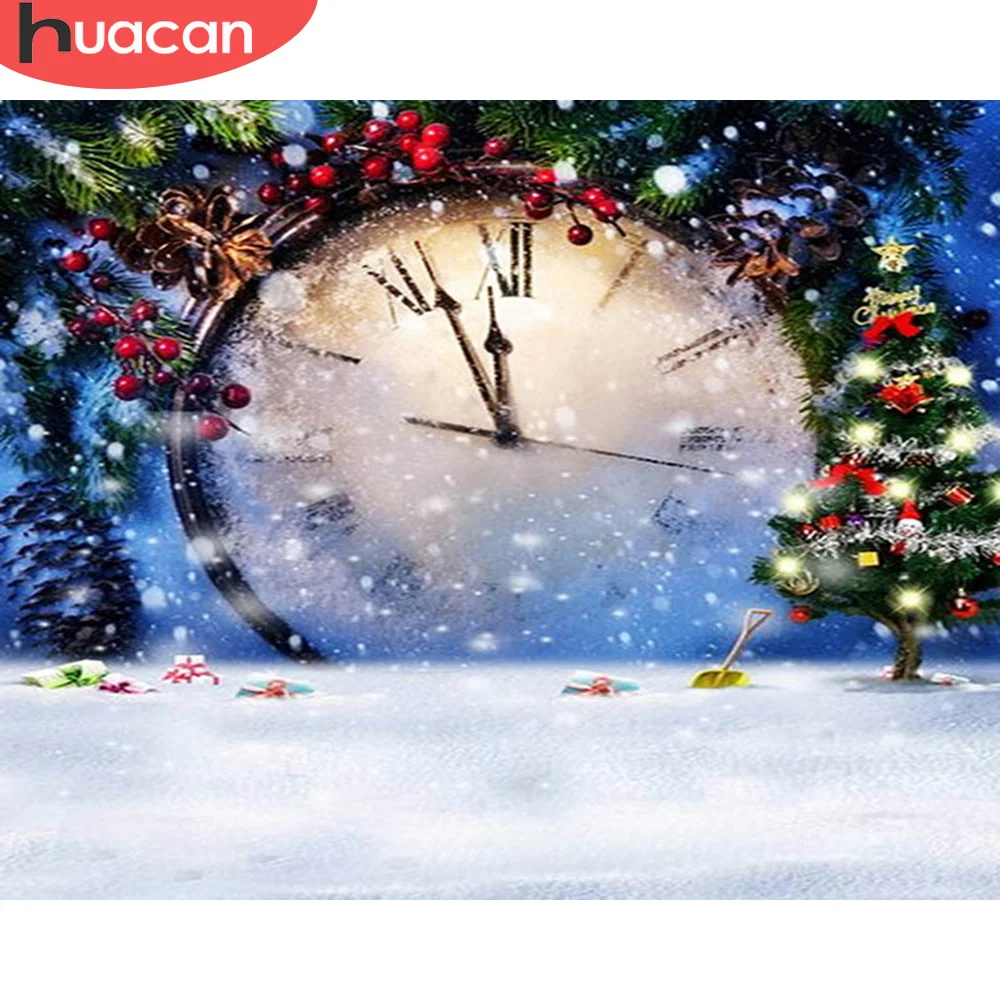 

HUACAN 5D DIY Diamond Embroidery Christmas Mosaic Rhinestone Winter Diamond Painting Full Square Landscape Decoration For Home