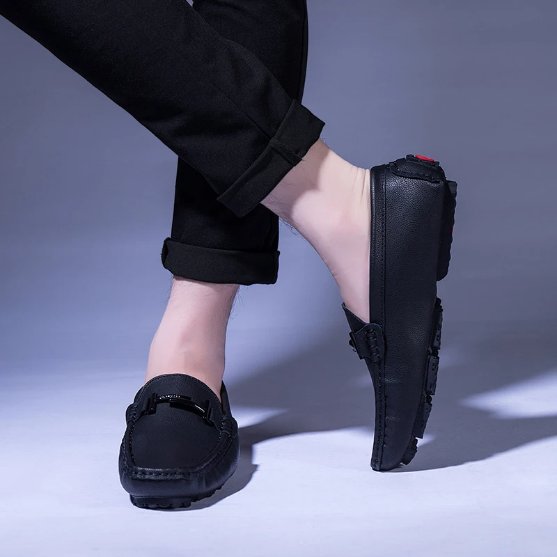 Лидер продаж Мужская обувь из натуральной кожи черные мужские лоферы без