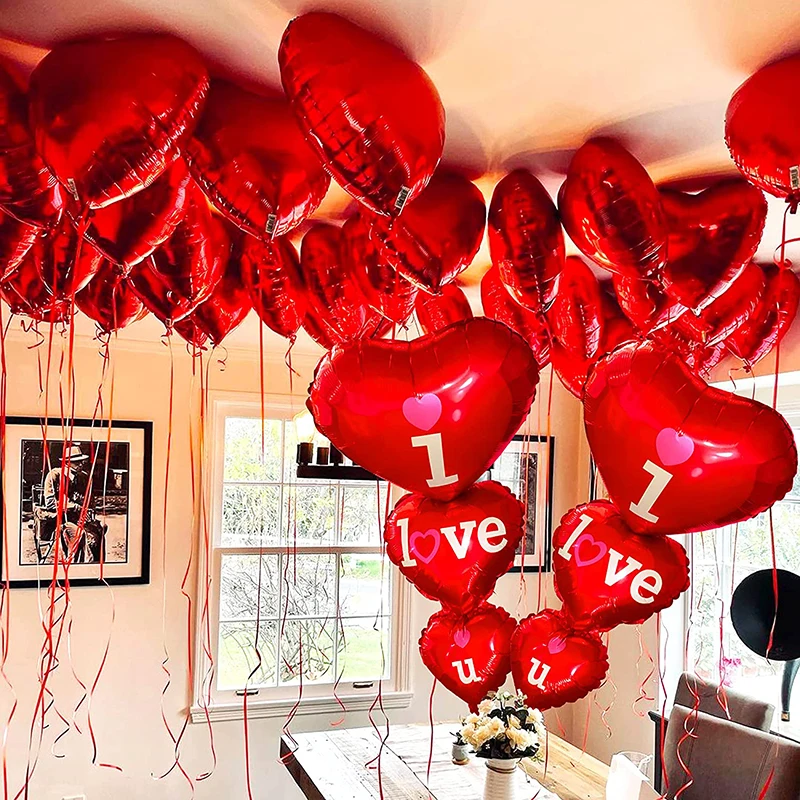 

Воздушные шары с красными сердечками «Я тебя люблю», специальные ночные шары на годовщину, День Святого Валентина, украшения, технические л...