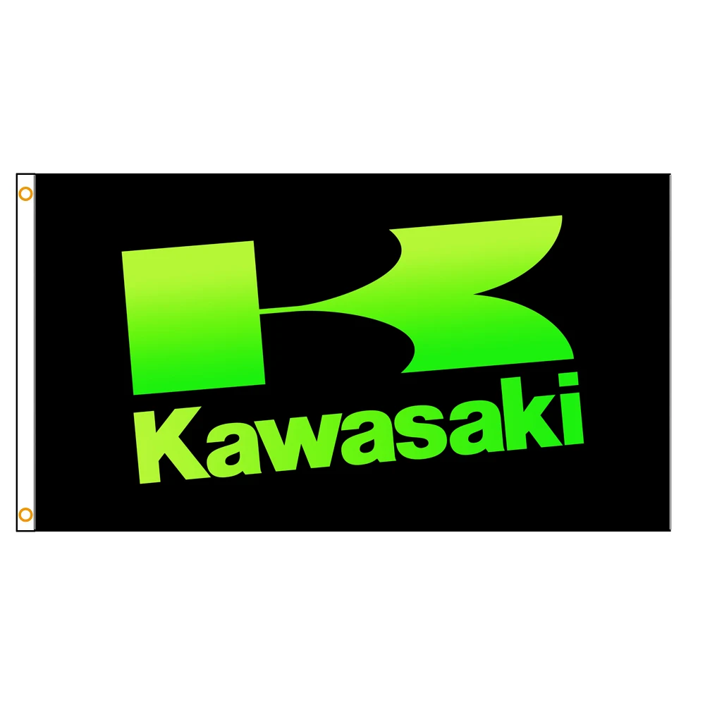 Флаг для мотогонок Kawasaki 90x150 см|Флаги баннеры и аксессуары| |