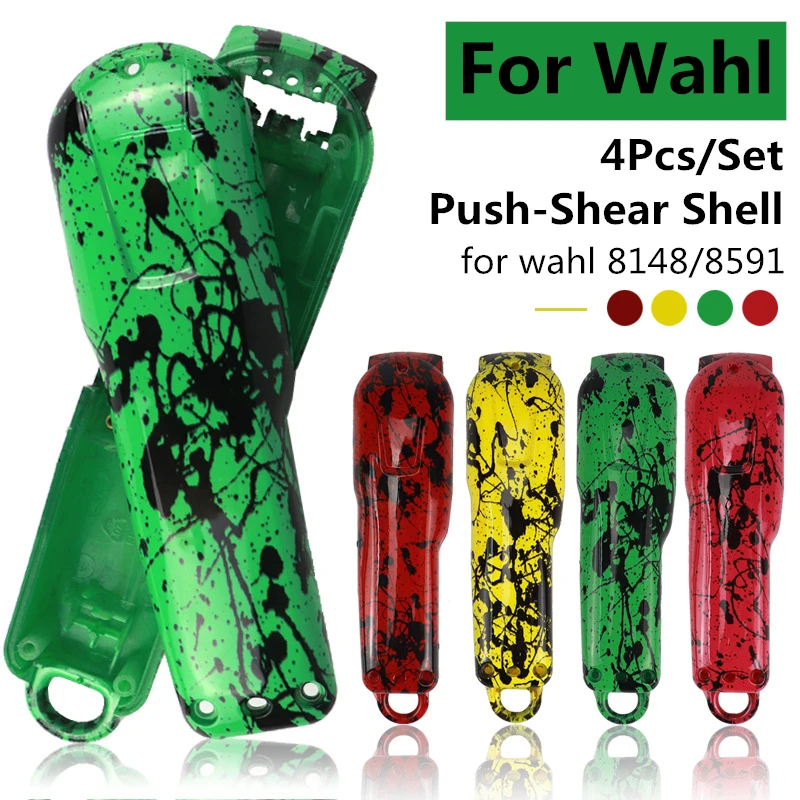 

4Pcs/Set Electric Clipper Modified Shell Camouflage Inkjet Barber Shop DIY Accessories Clipper Cover For WAHL 8148/8591 Y0421