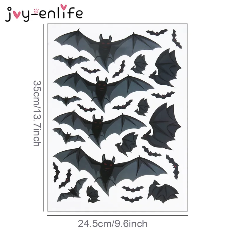 Украшения для Хэллоуина черная наклейка с летучей мышью настенный стикер окна