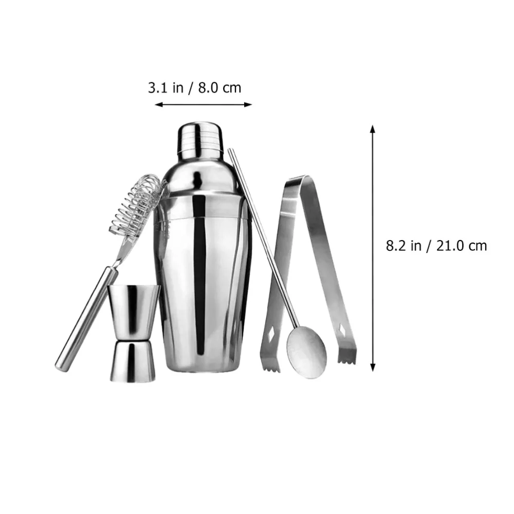 

5 Pcs 1 Wear-resistant Cocktail Shaker Set Set Stainless Steel Strainer (Silver)
