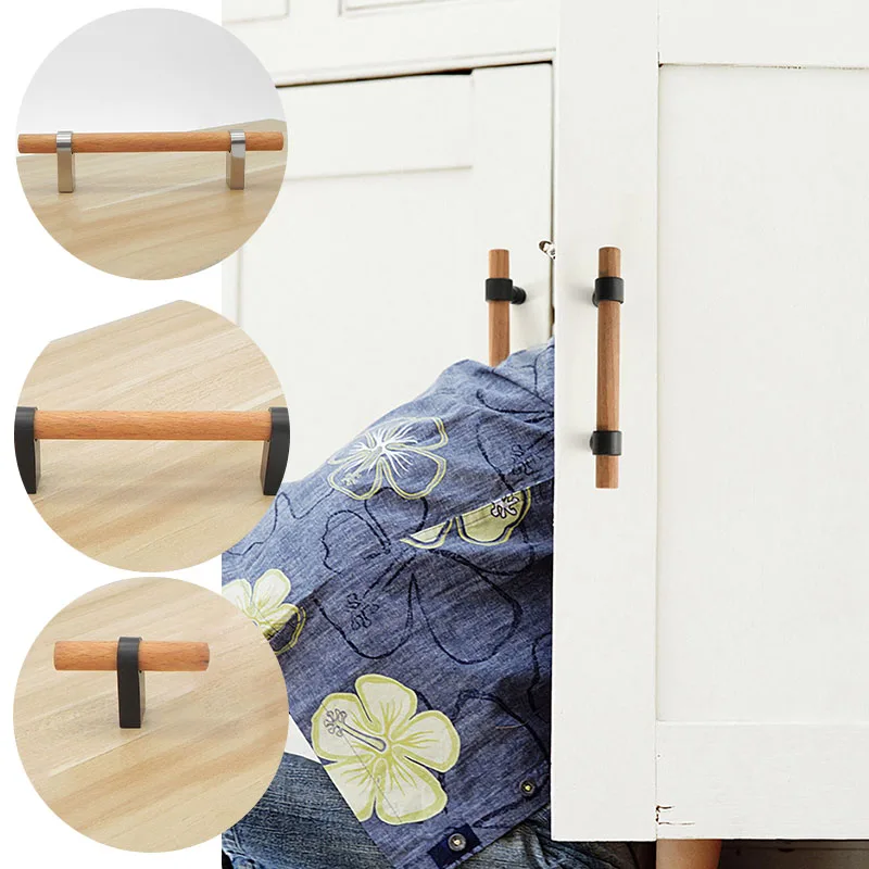 Ручки из массива дерева для мебели бронзовые ручки шкафов и современные черные