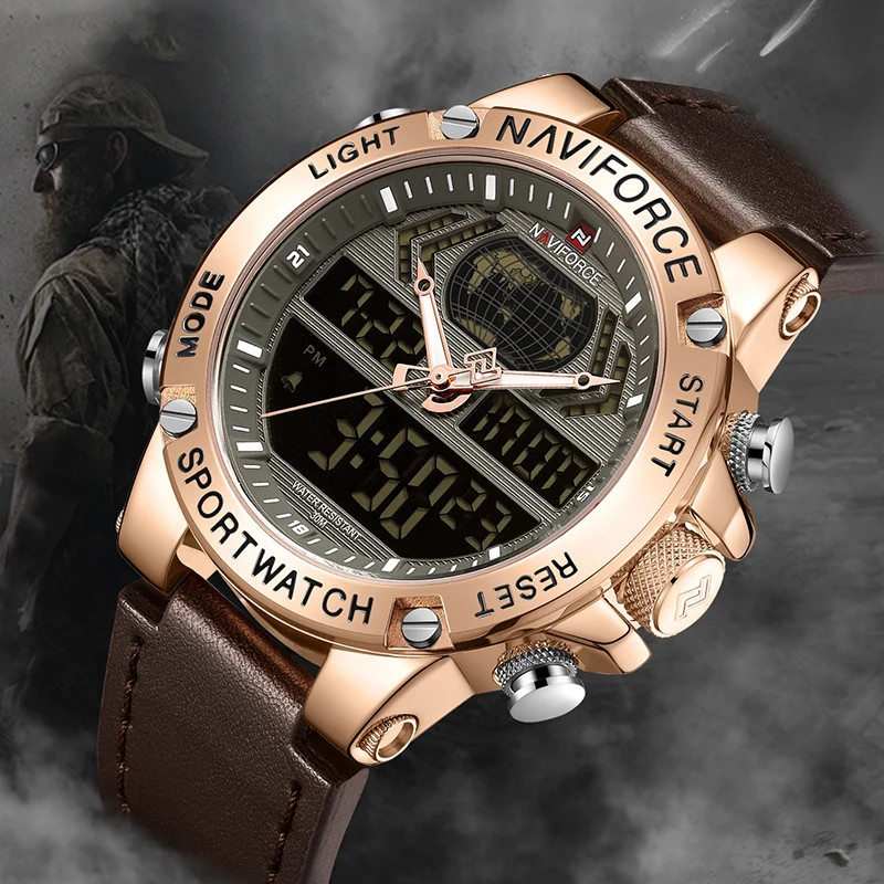 Часы наручные NAVIFORCE Мужские кварцевые люксовые брендовые водонепроницаемые