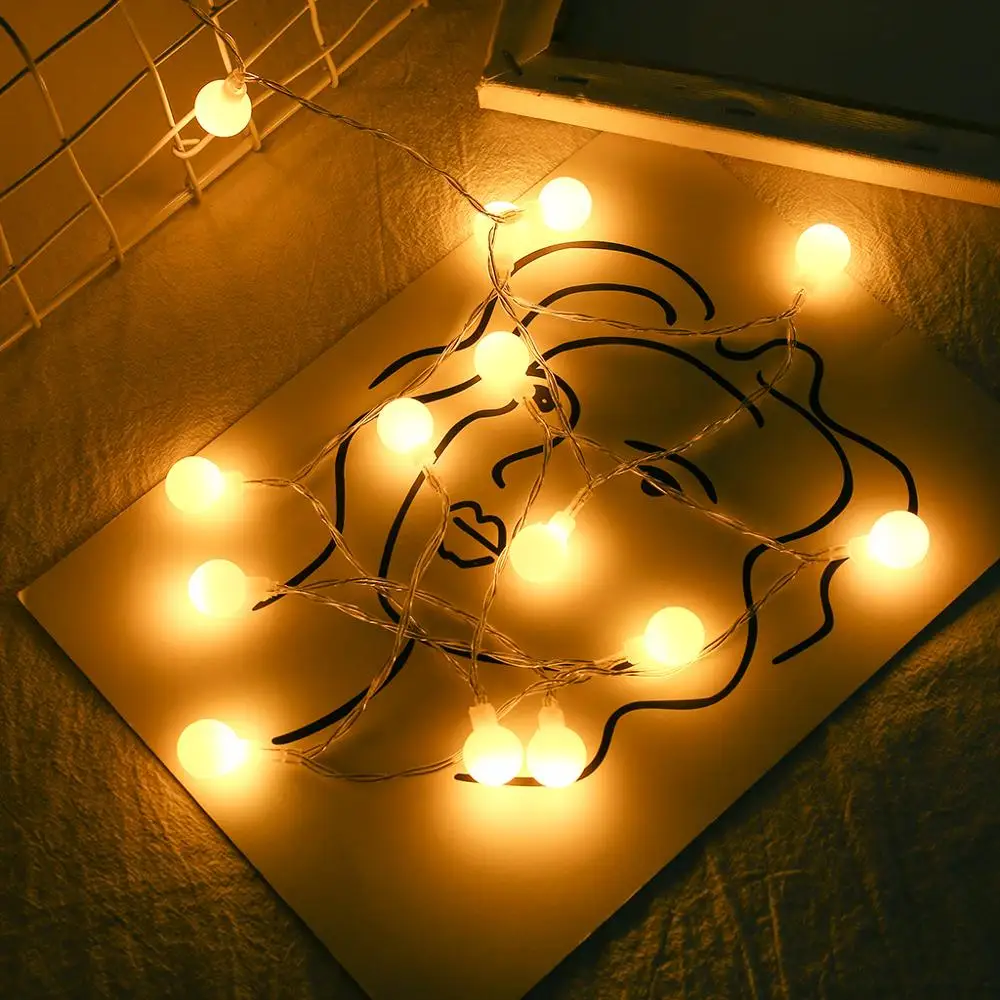 USB модель 20LED Матовый маленький белый шар образный декоративный светильник